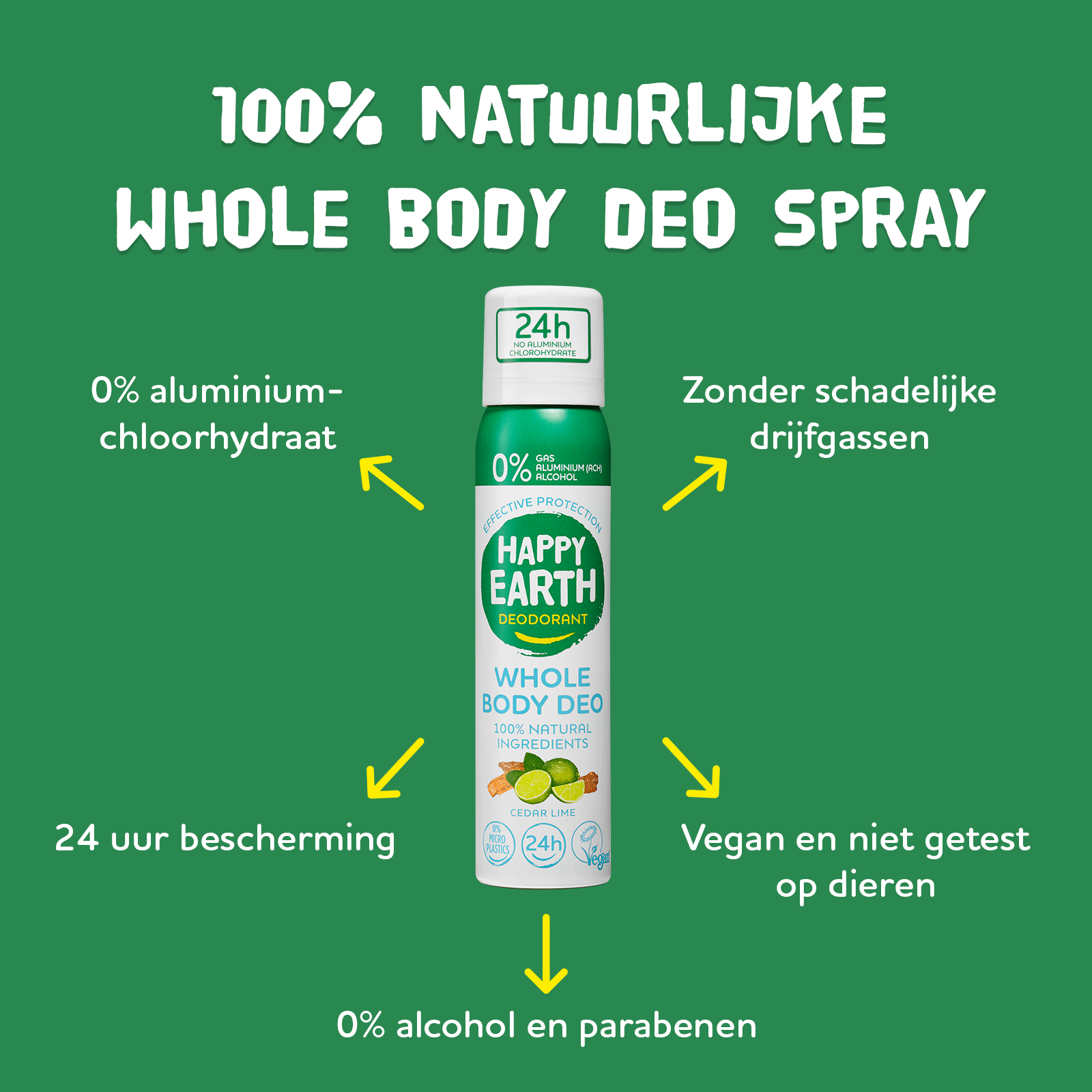 Happy Earth 100% Natural Whole Body Deo Spray Cedar & Lime (100 ml) - image 3