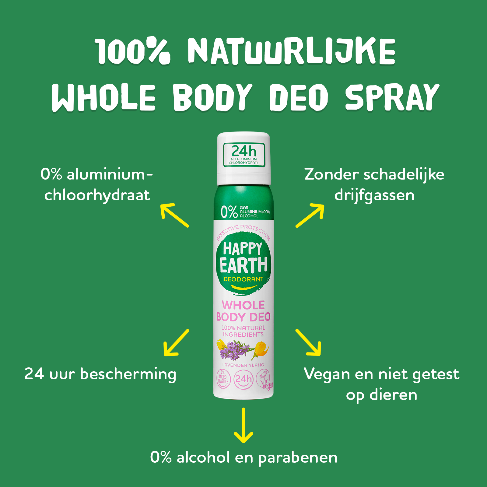 Happy Earth Deobodyspray Lavendel (100 ml) - image 2