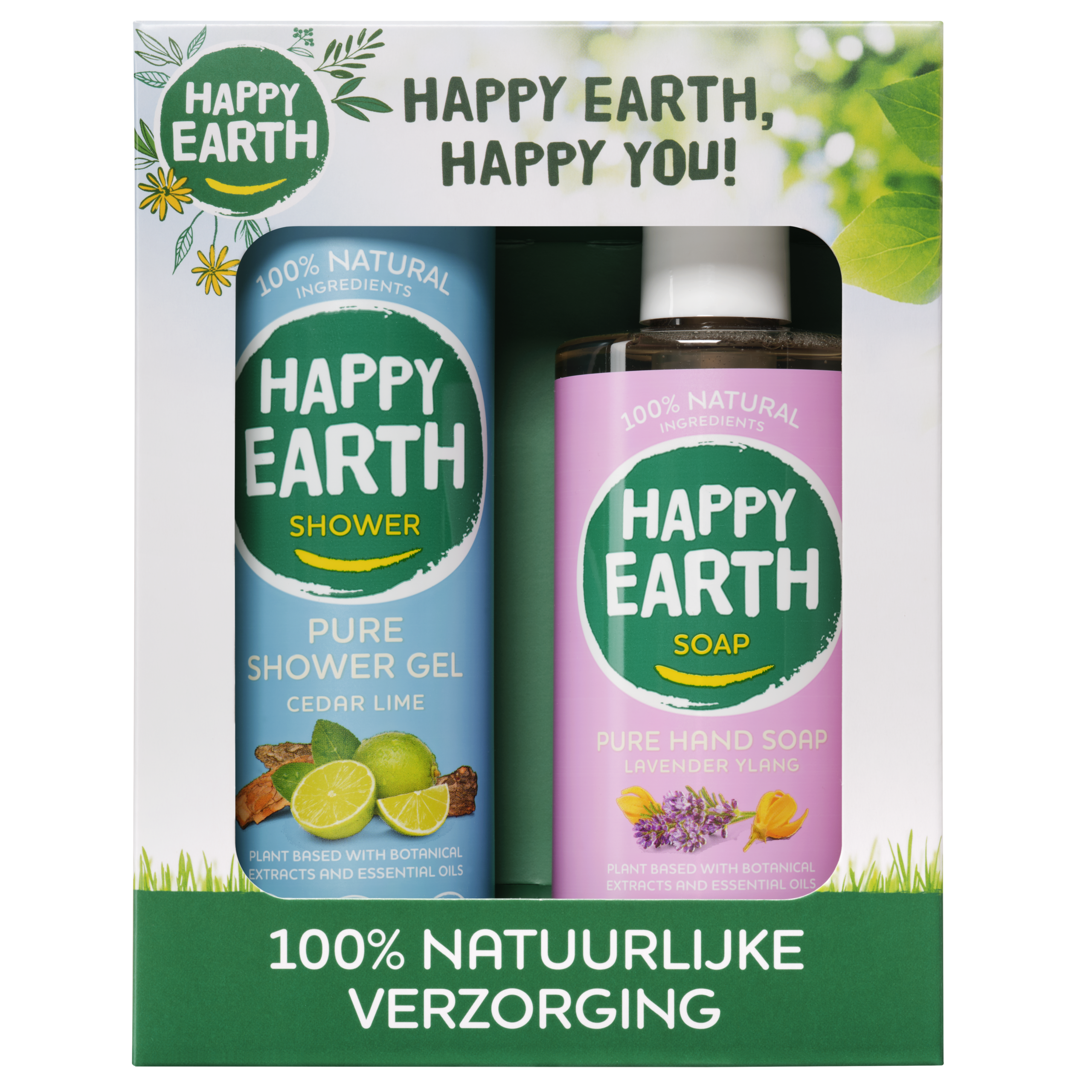 Happy Earth Giftset Cedar Lime Showergel & Lavender Ylang Handsoap (1 stuk)