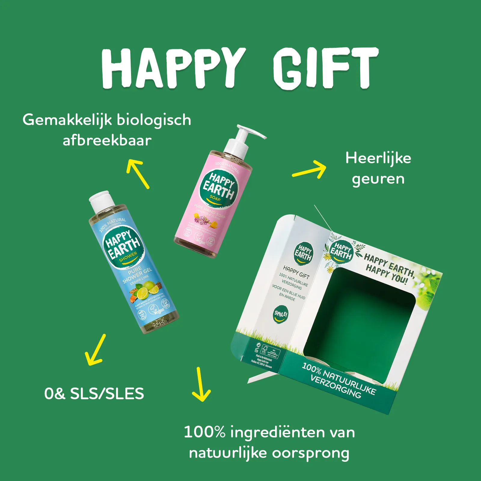 Happy Earth Giftset Cedar Lime Showergel & Lavender Ylang Handsoap (1 stuk) - image 2