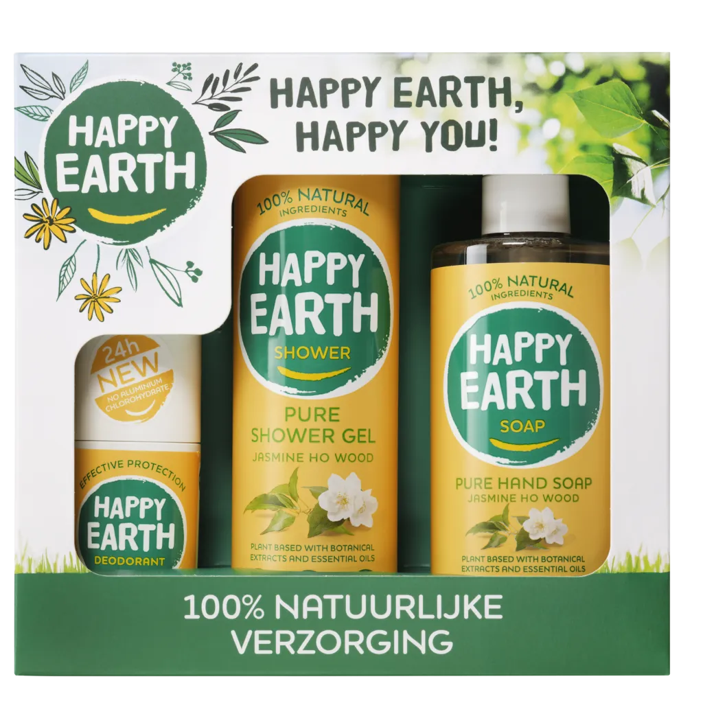 Happy Earth Giftset Jasmine Ho Wood, Deo/showergel/handsoap (1 stuk)