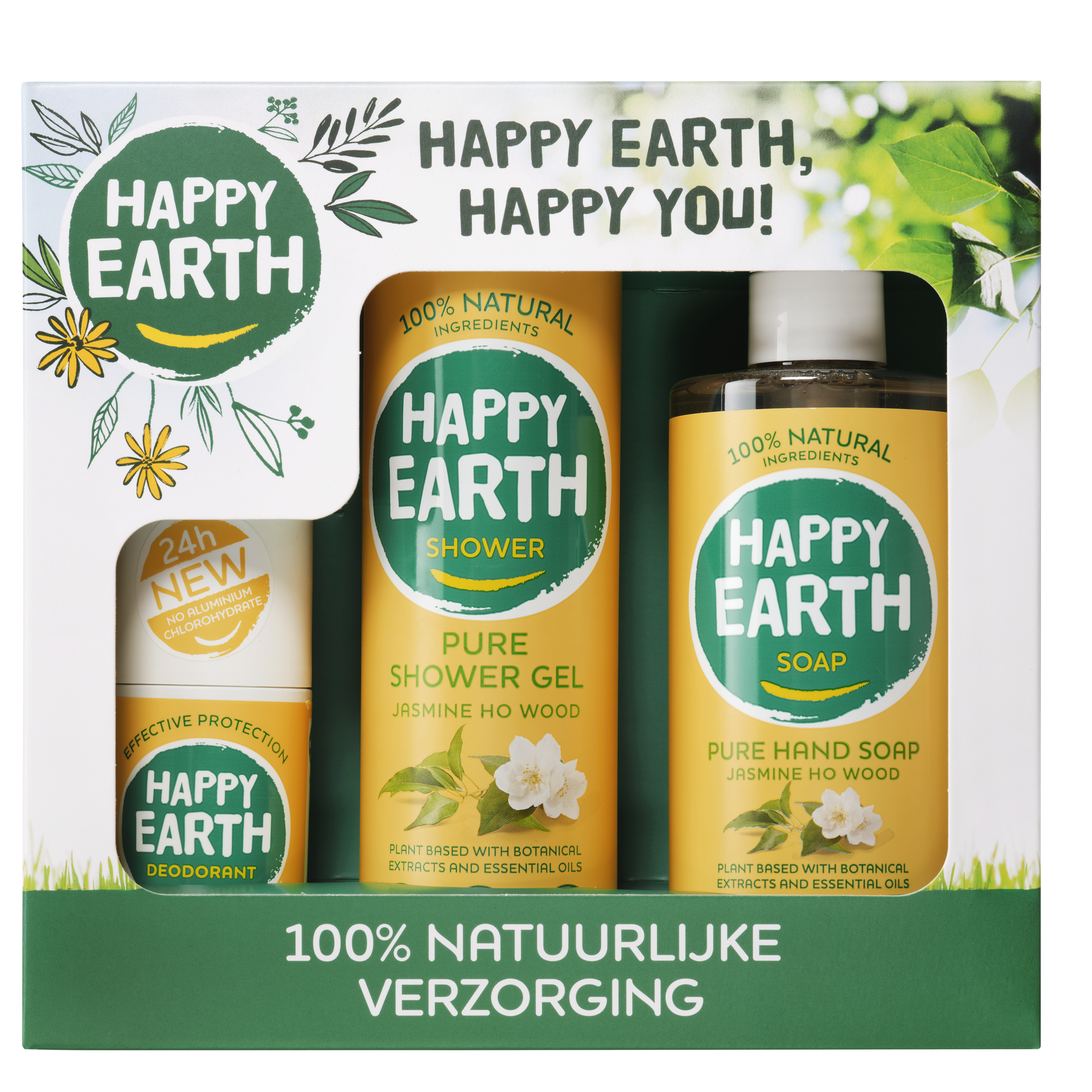 Happy Earth Giftset Jasmine Ho Wood, Deo/showergel/handsoap (1 stuk)