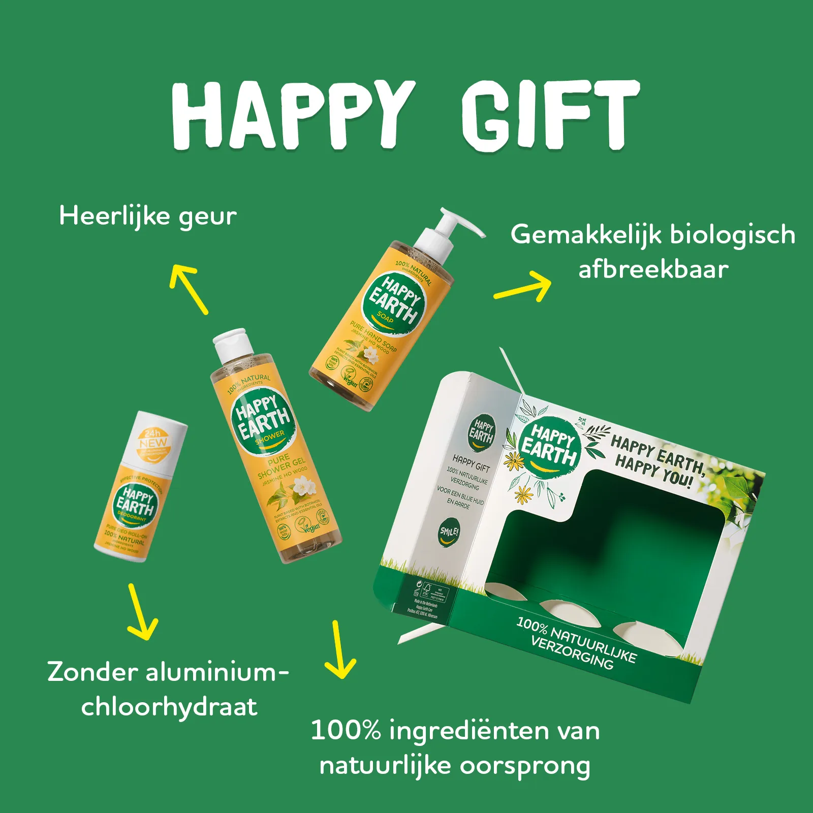 Happy Earth Giftset Jasmine Ho Wood, Deo/showergel/handsoap (1 stuk) - image 4