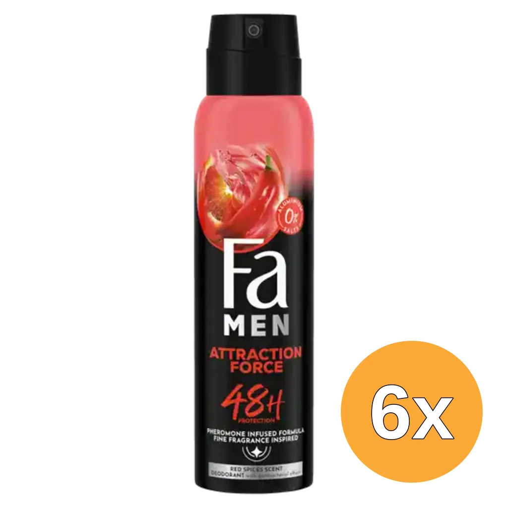 6x Fa Deo Spray Men Attraction Force (150 ml)