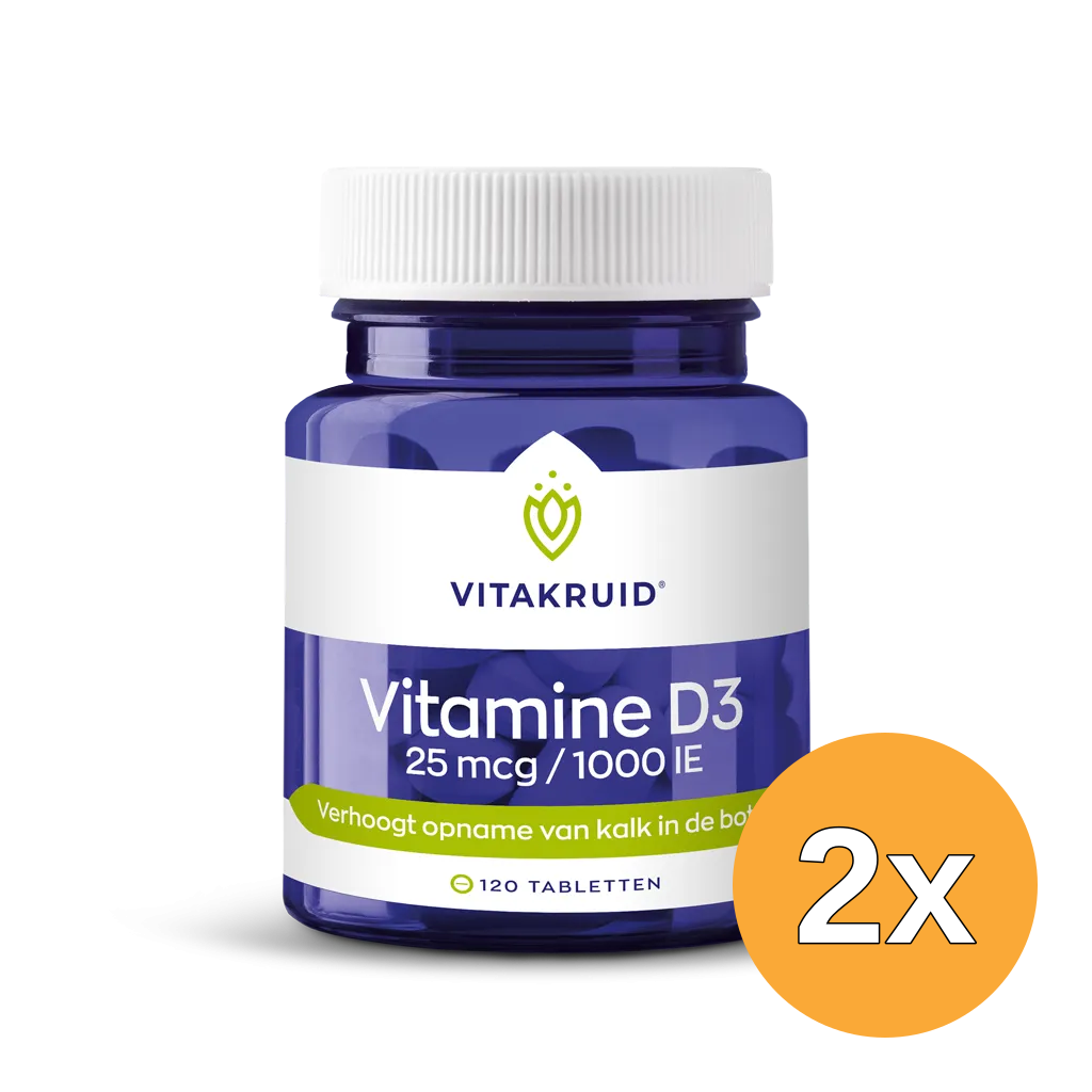 2x Vitakruid Vitamine D3 25 mcg / 1000 IE (120 tabletten)