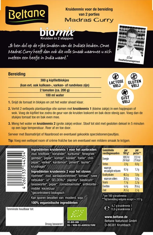 Beltane Madras Curry Kruidenmix (20 gr)