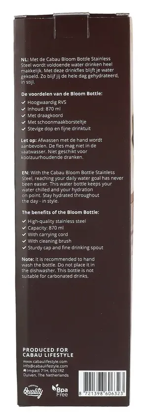 Cabau Bloom Bottle Stainless Steel Chocolate (1 stuk) - image 2
