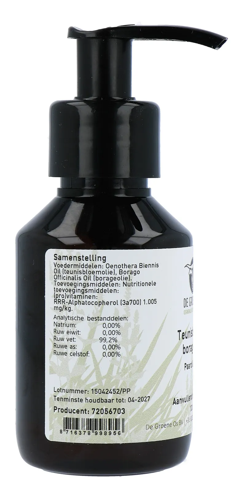 De Groene Os Teunisbloem-borageolie Paard & Pony (100 ml) - image 2