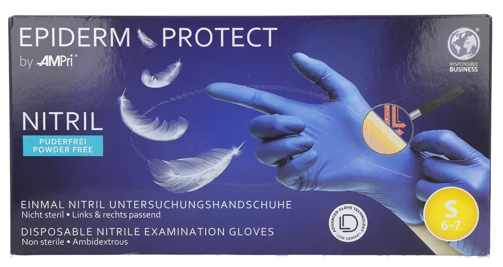 Epidermprotect Nitriel Onderzoekhandschoenen Poedervrij - Small (100 stuks)