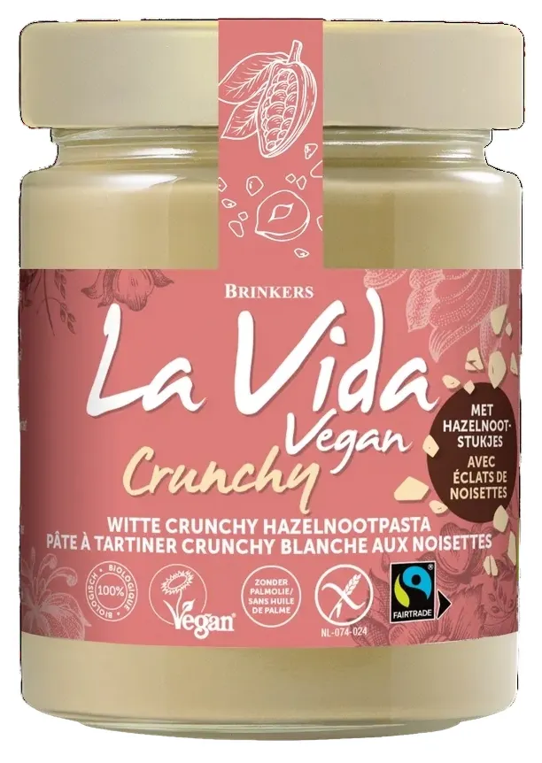 La Vida Vegan Witte Crunchy Hazelnootpasta (270 gr)