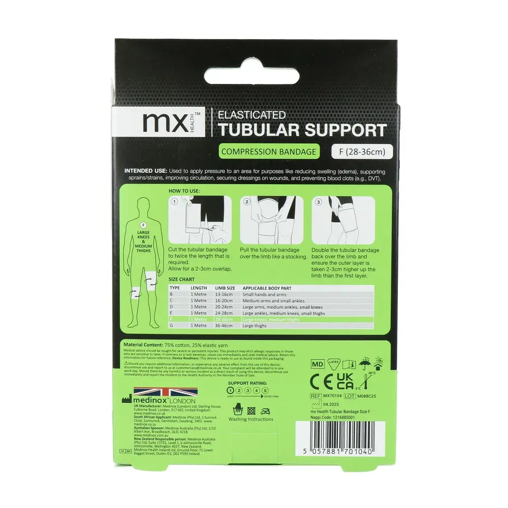 Mx Health Tubular Support Compression Bandage F (28–36cm) (1 stuk)