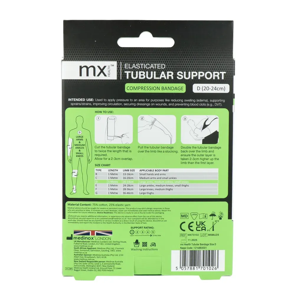Mx Health Tubular Support Compression Bandage D (20–24cm) (1 stuk)