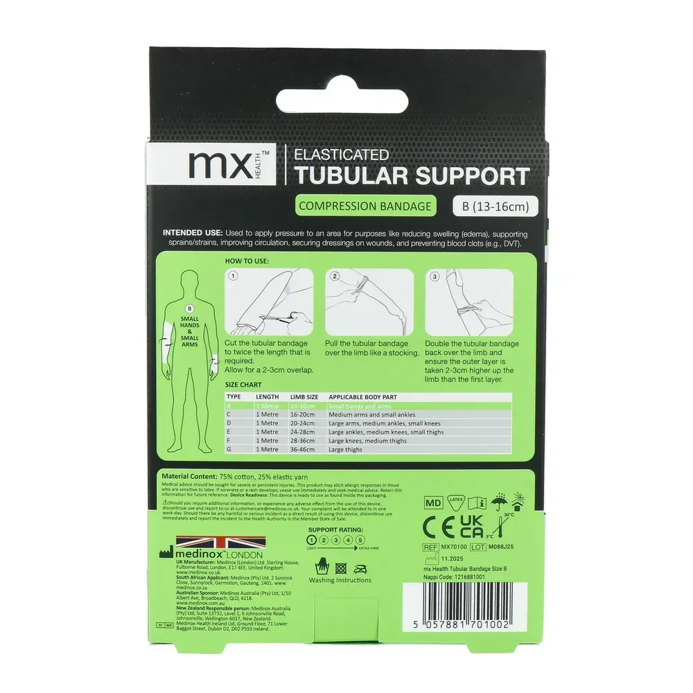 Mx Health Tubular Support Compression Bandage B (13–16cm) (1 stuk)
