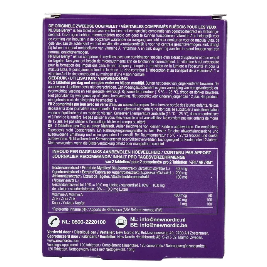 New Nordic Blue Berry Eyebright Tabletten (120 tabletten)