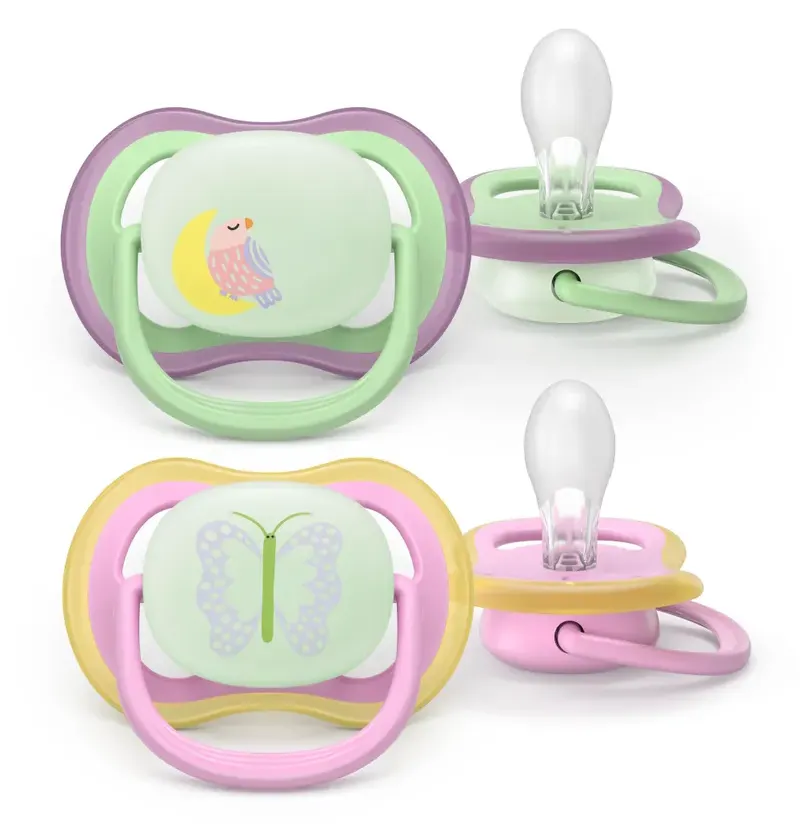 Philips Avent Avent Ultra Air Fopspeen Nacht Vogel 6-18m (2 stuks)