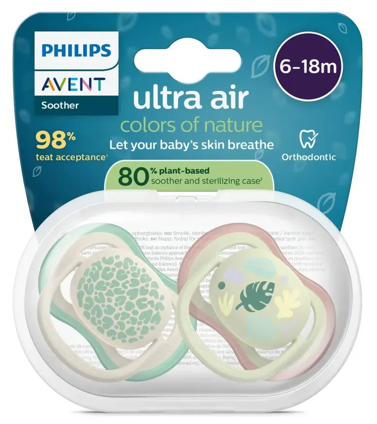 Philips Avent Avent Ultra Air Fopspeen Leaves 6-18m (2 stuks)