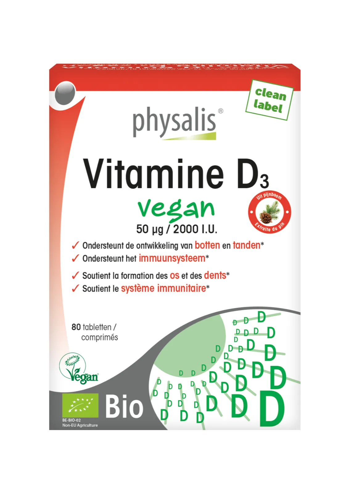 Physalis Vitamine D3 Vegan Tabletten (80 tabletten)