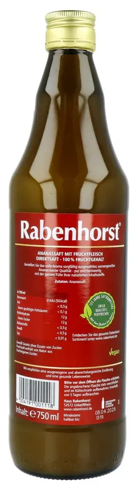 Rabenhorst 100% Ananas Sap (750 ml)
