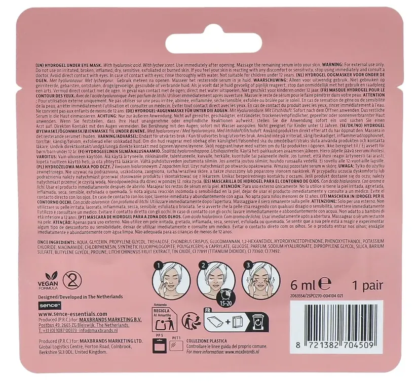 Sence Lychee Hydrogel Oogmasker (2 stuks)
