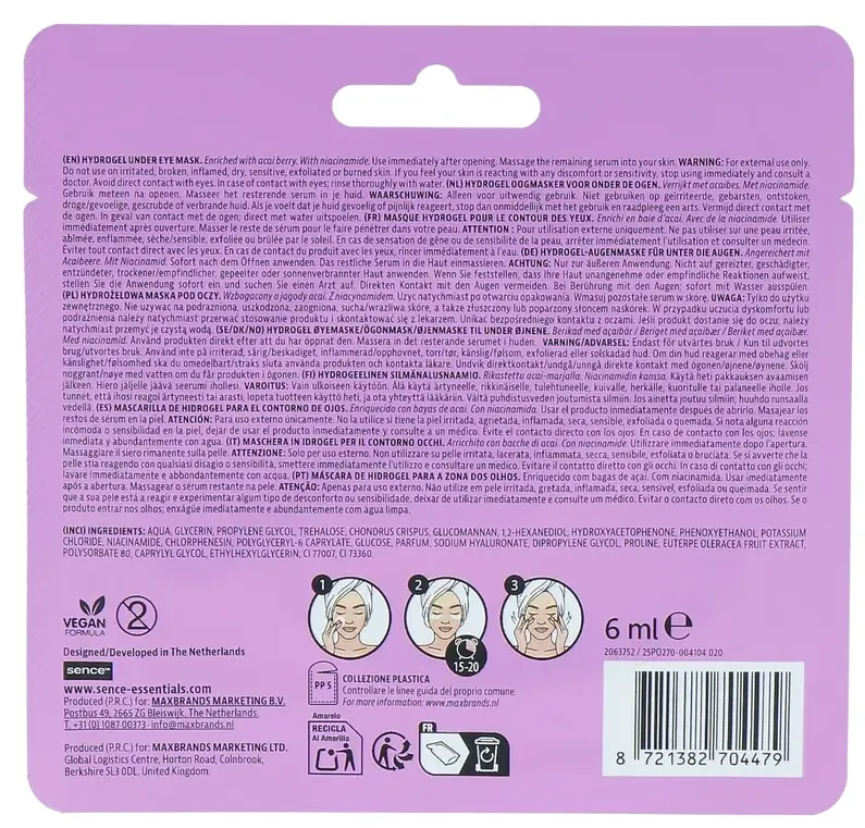 Sence Acai Berry Hydrogel Oogmasker (2 stuks)