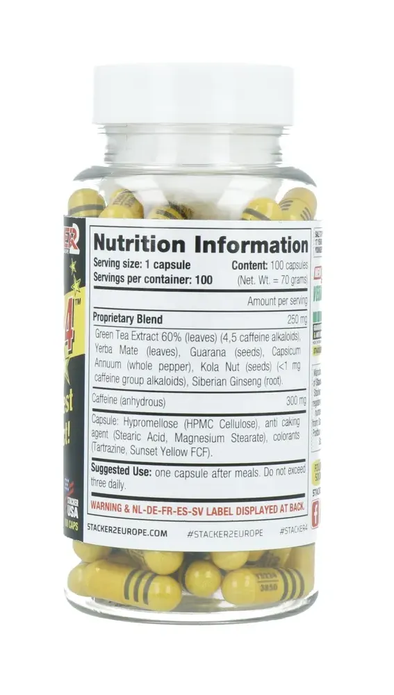 Stacker 4 Ephedra Free Fatburner Capsules (100 stuks)