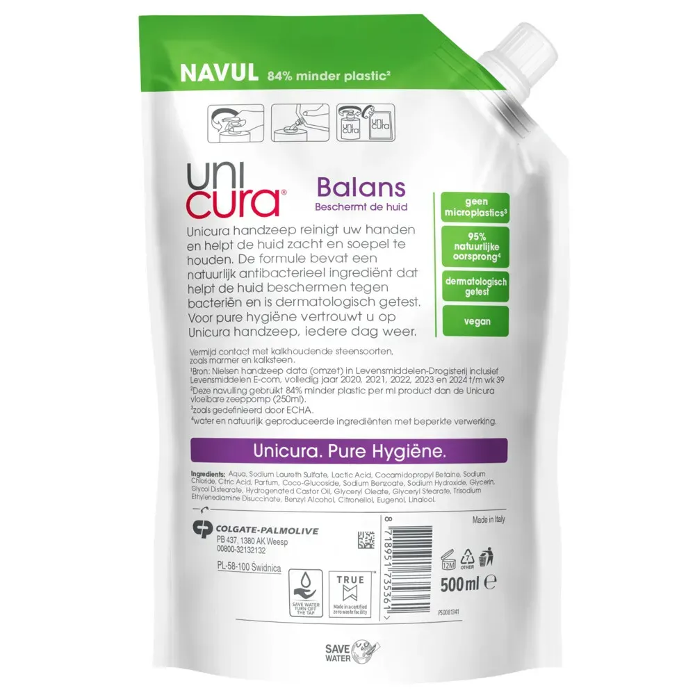 Unicura Handzeep Balans Navulling (500 ml)