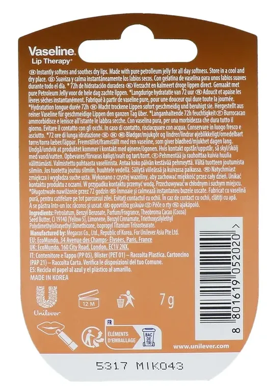 Vaseline Cocoa Butter Lip Balm (7 gr)