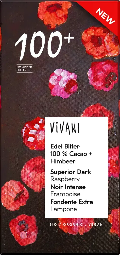 Vivani Superior Dark 100% Cacao Chocolate Raspberry (80 gr)