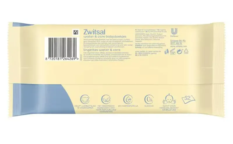 Zwitsal Water & Care Babydoekjes (52 stuks)