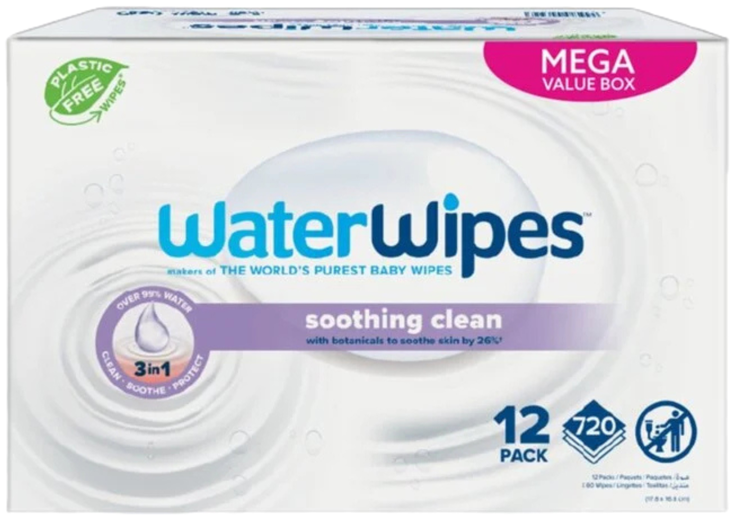 Waterwipes Billendoekjes - Soothing (12 x 60 stuks)