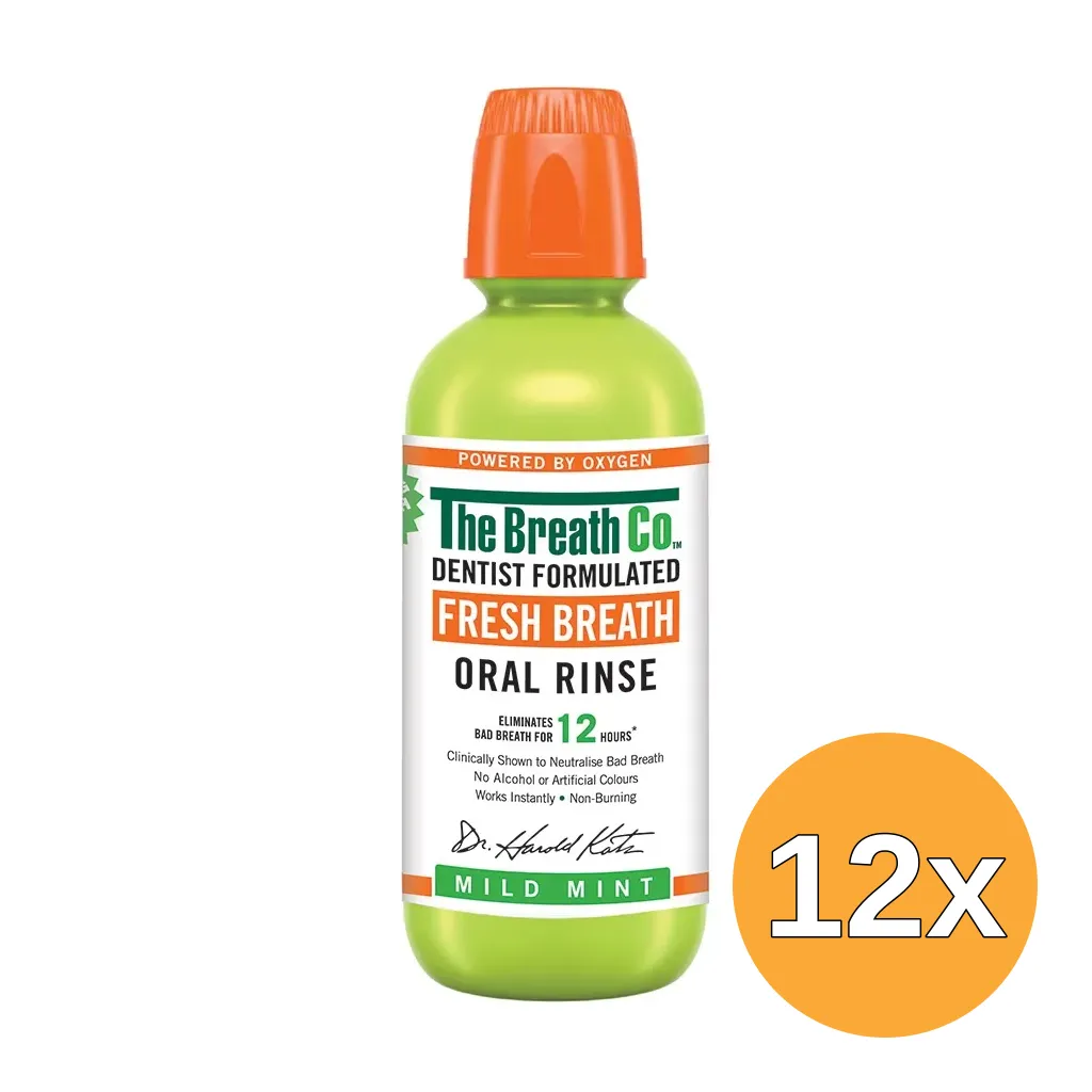 12x The Breath Co Mondwater Mild Mint (500 ml)