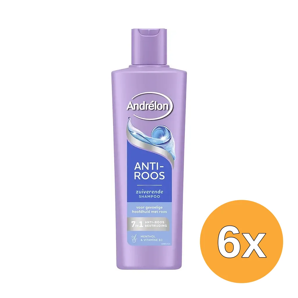 6x Andrelon Shampoo Anti Roos Zuiverend (250 ml)