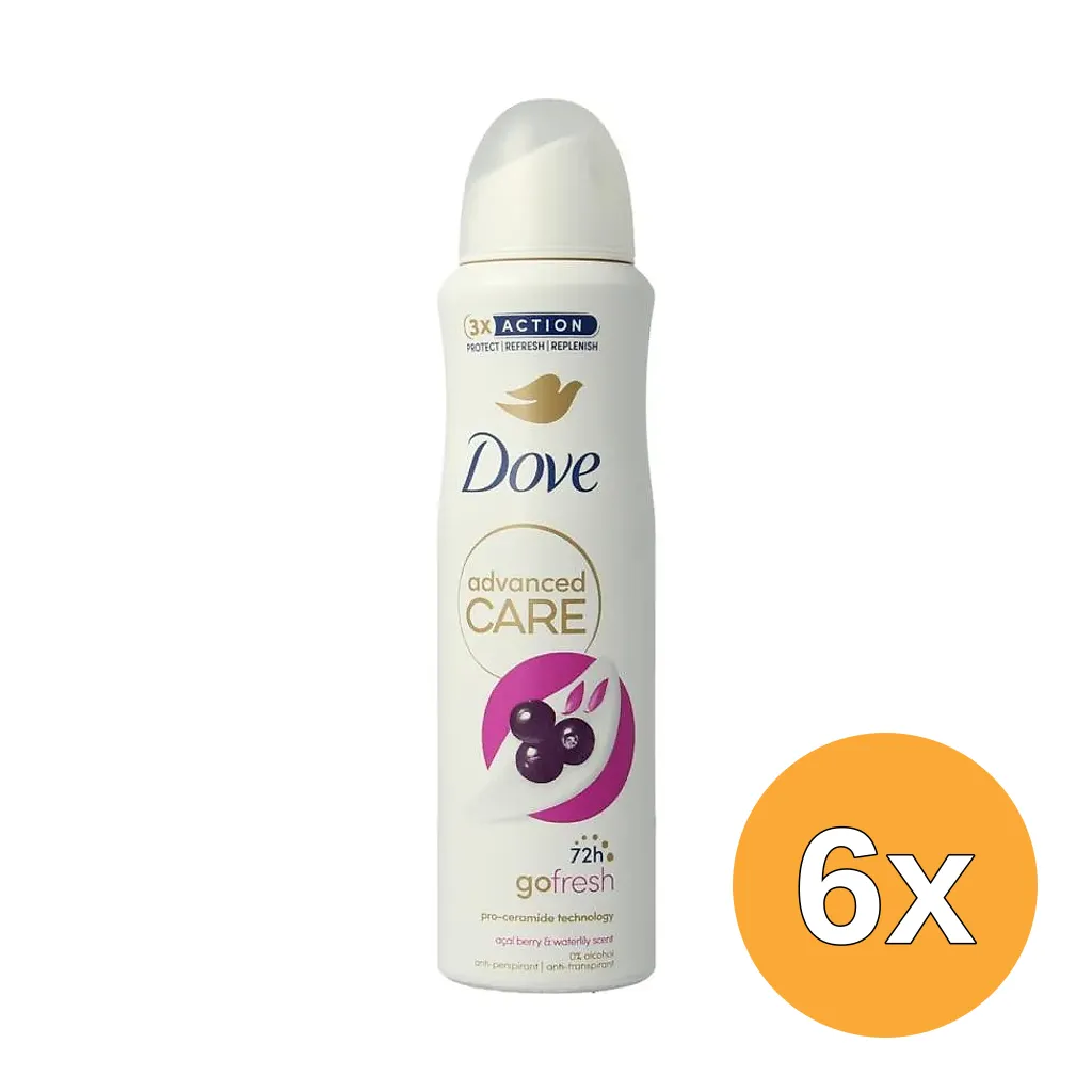 6x Dove Deodorant Spray Advanced Acai & Waterlily (150 ml)