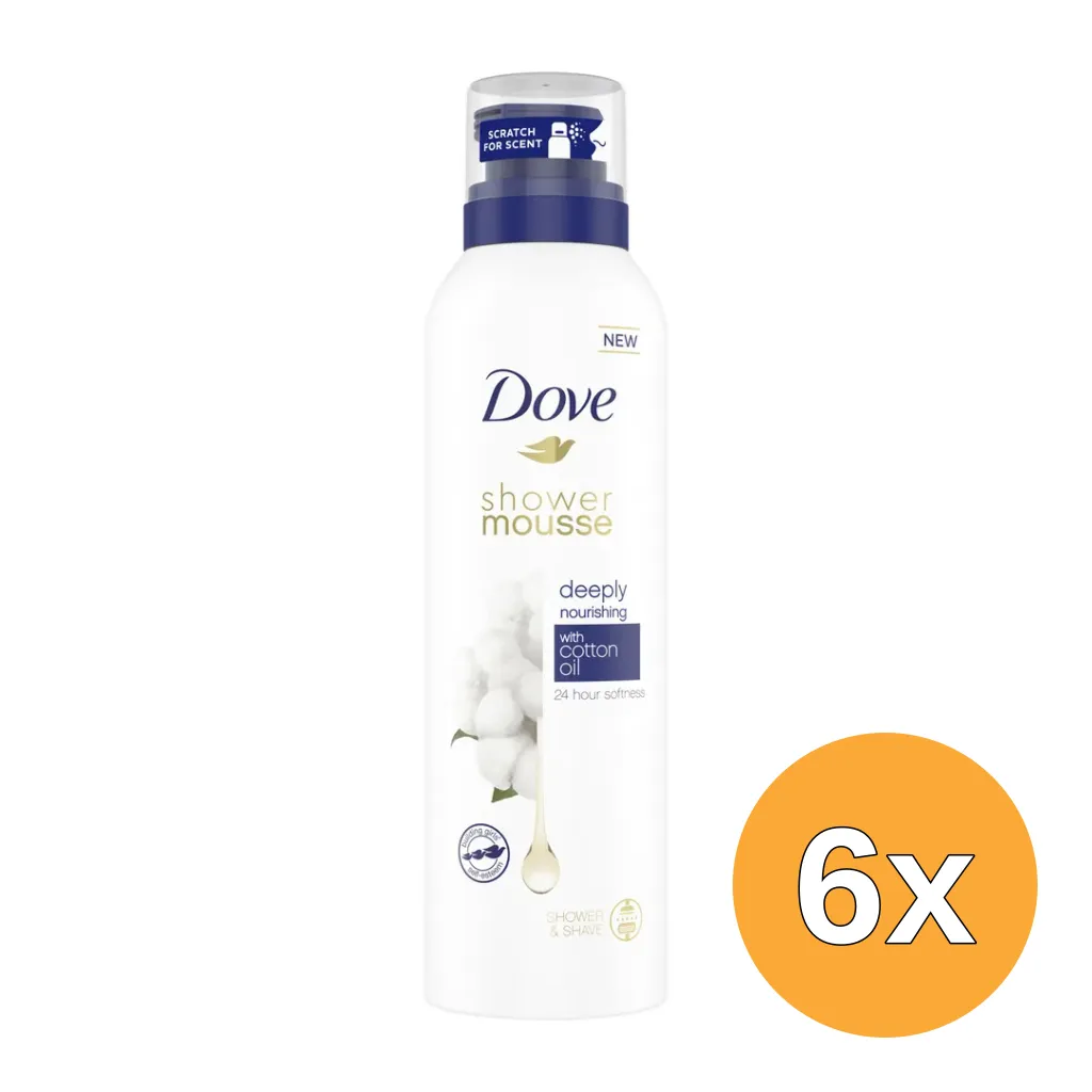 6x Dove Shower mousse cotton oil (200 ml)