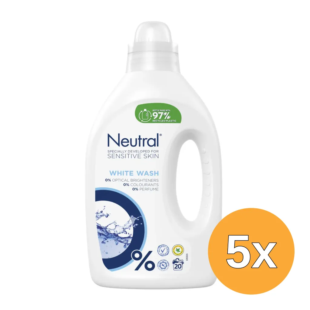 5x Neutral Wasmiddel Vloeibaar Hoofdwas Wit (1000 ml)