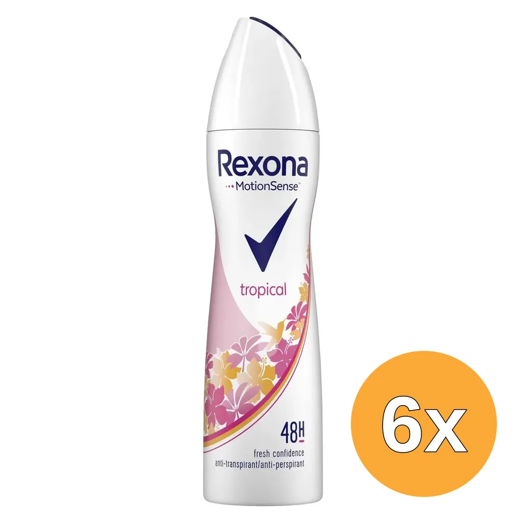 6x Rexona Women Fragrance Tropical Deodorant Spray (150 ml)