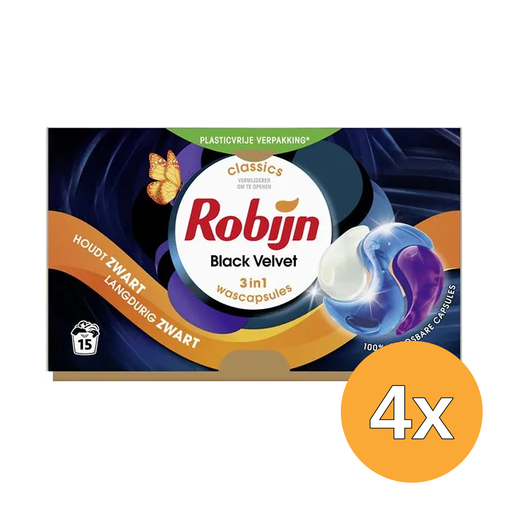 4x Robijn Wascapsules Black Velvet (15 stuks)