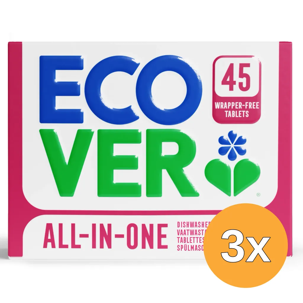3x Ecover Vaatwastablet All-in-one (45 stuks)