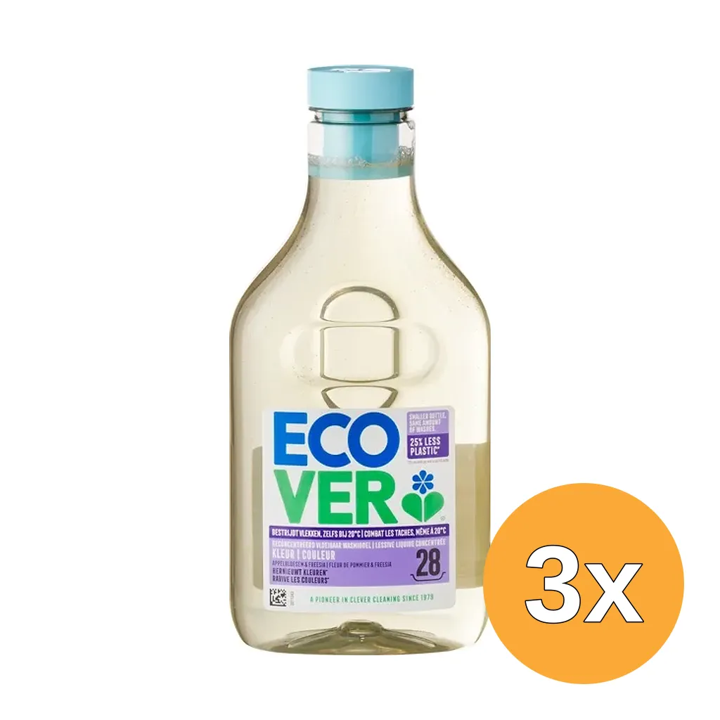 3x Ecover Wasmiddel Vloeibaar Color (1000 ml)
