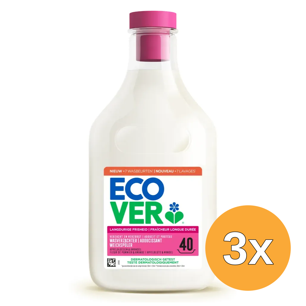 3x Ecover Wasverzachter Appelbloesem & Amandel 1lt (1000 ml)