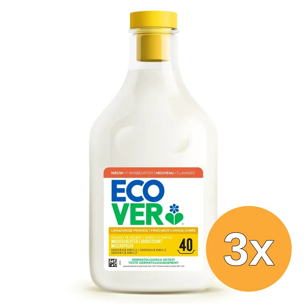 3x Ecover Wasverzachter Gardenia & Vanille 1lt (1000 ml)