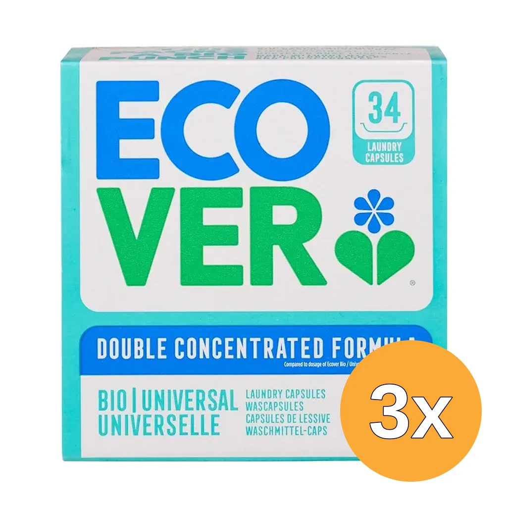 3x Ecover Wascapsule Universl Bio (34 stuks)
