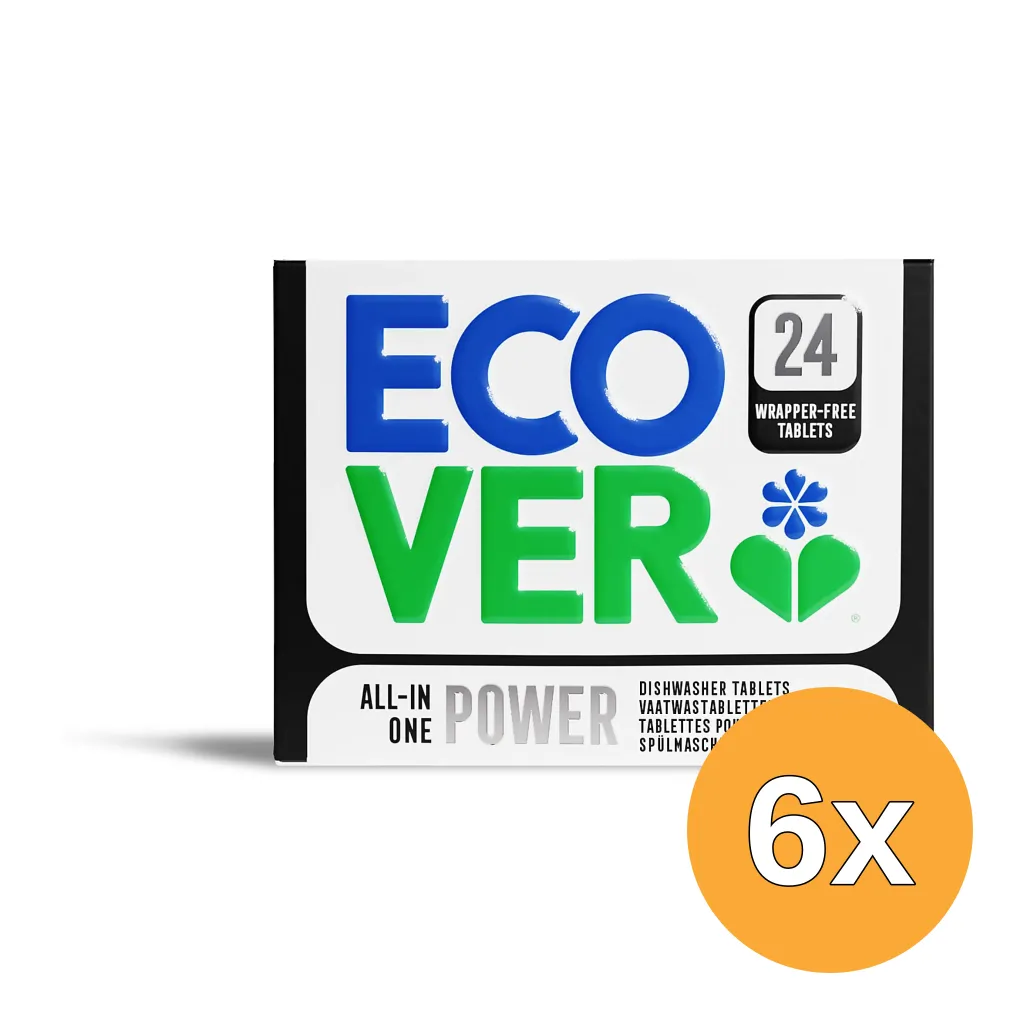 6x Ecover All-In-One Zero% Vaatwastabletten (24 tabletten)