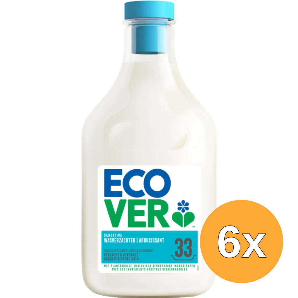 6x Ecover Wasverzachter Roos & Bergamot (1000 ml)
