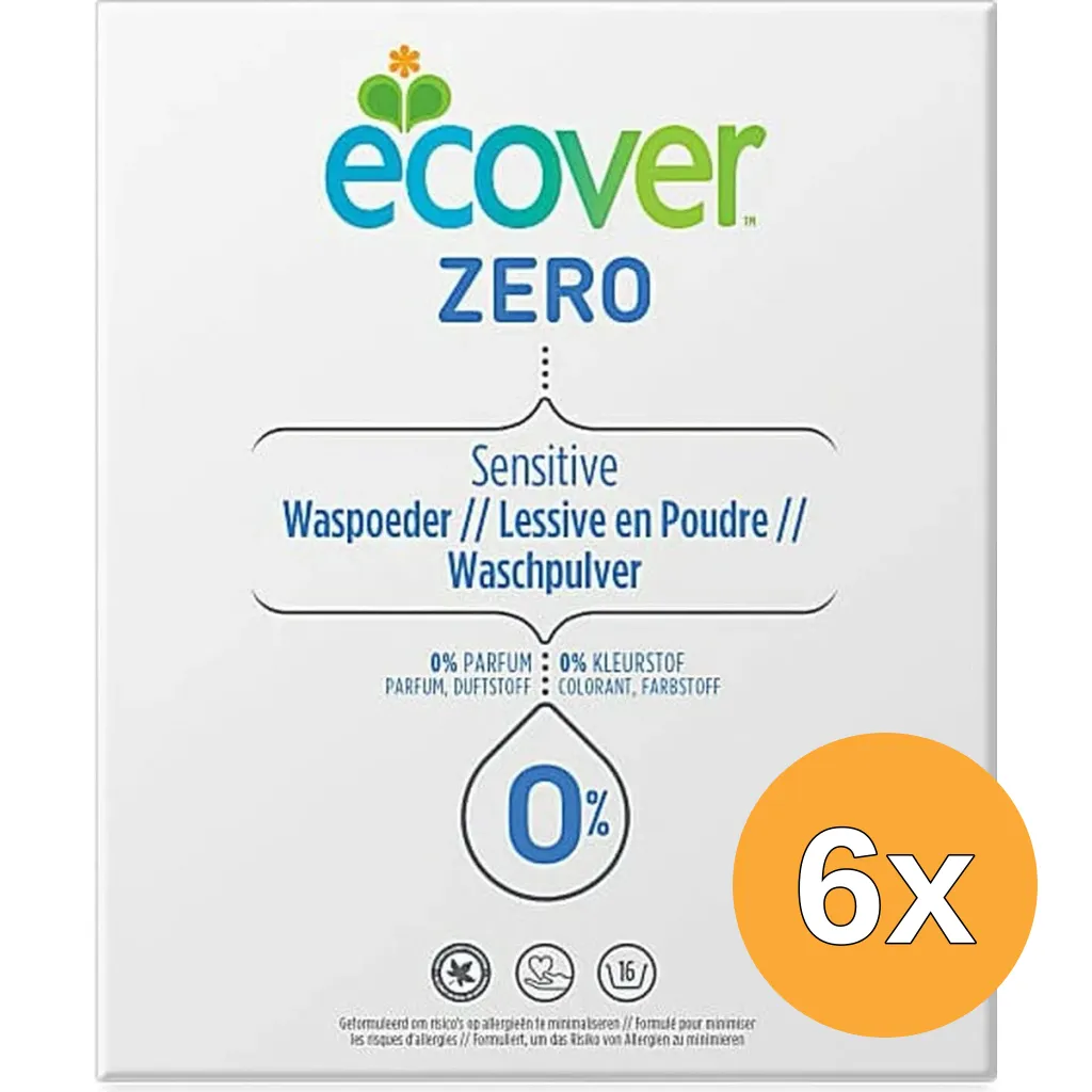 6x Ecover Waspoeder Zero Universal (1200 gr)