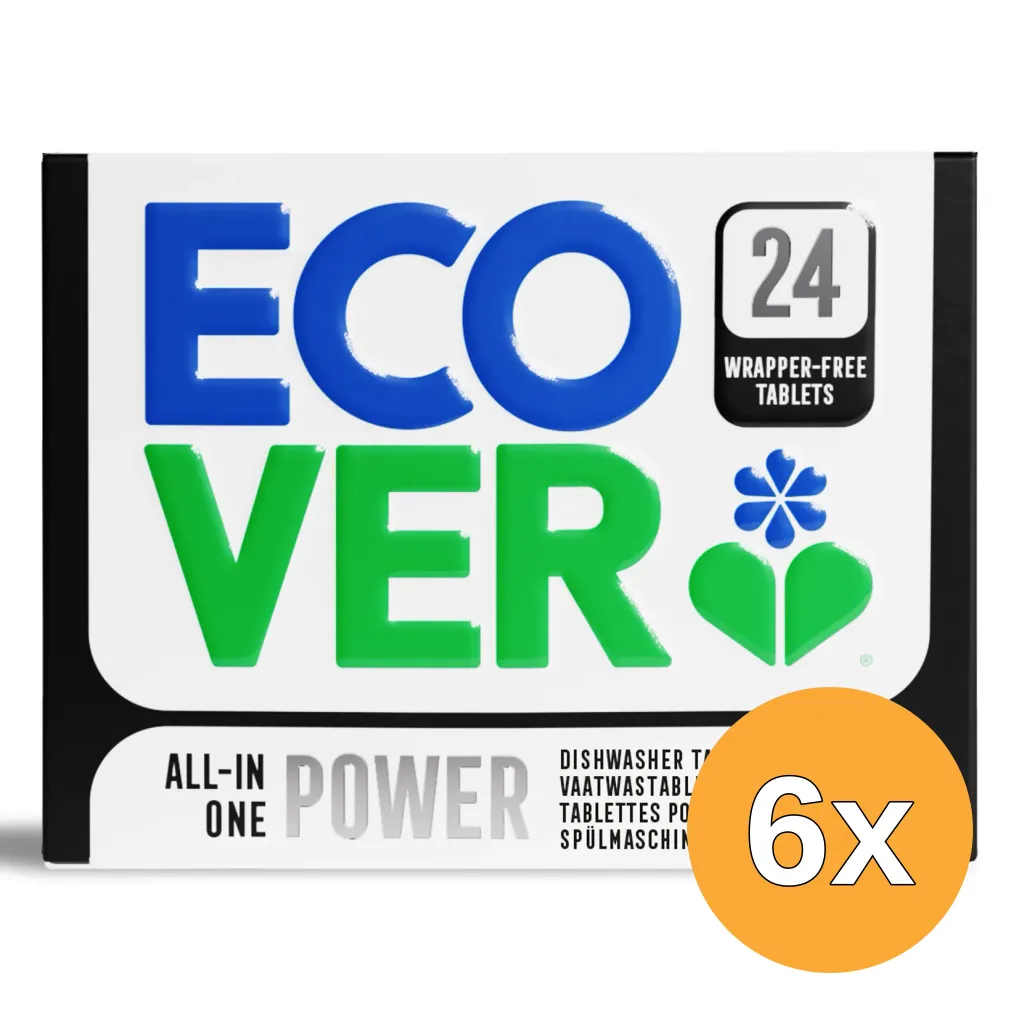 6x Ecover Vaatwastablet Power (24 stuks)