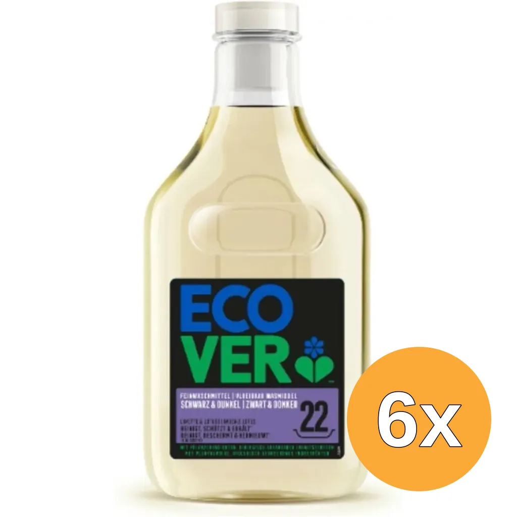 6x Ecover Wasmiddel Zwart & Donker (1000 ml)