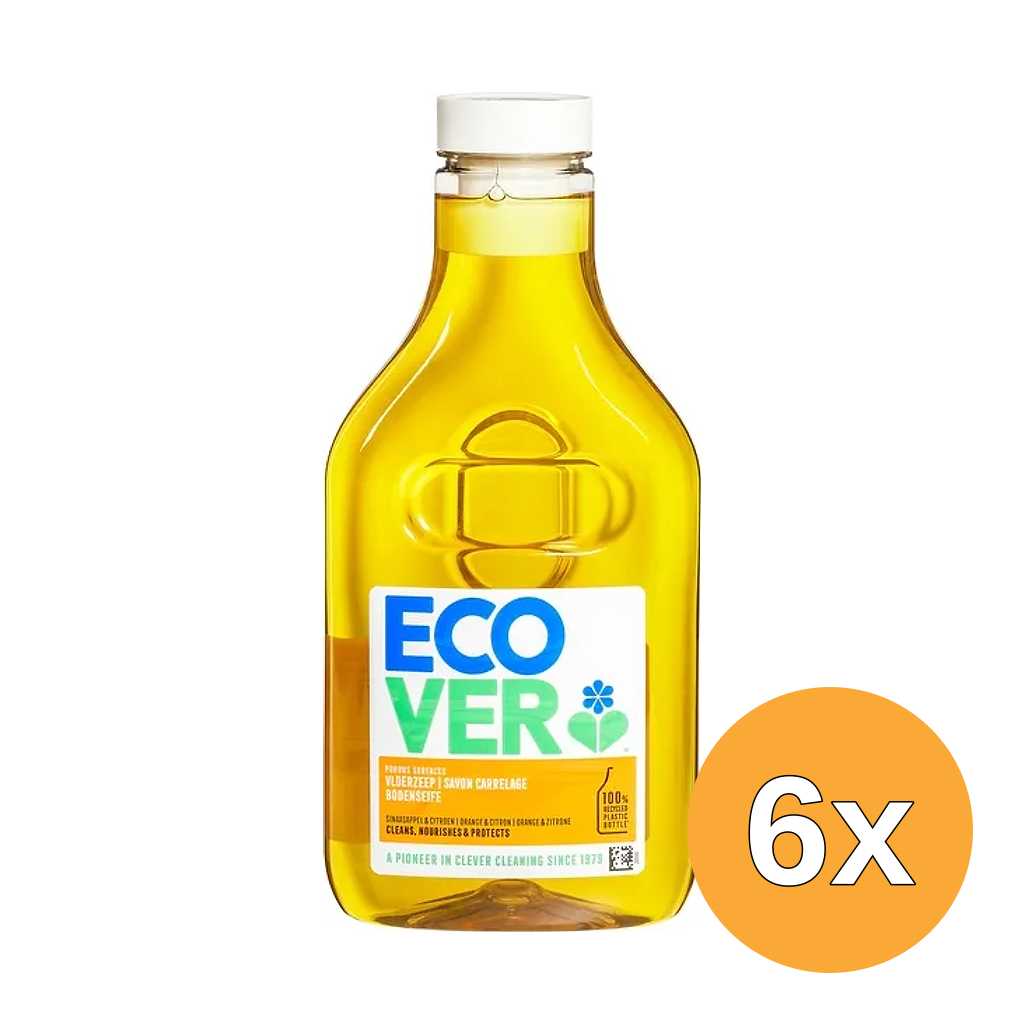 6x Ecover Vloerzeep Sinaasappel & Citroen (1000 ml)
