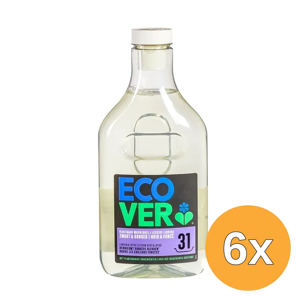 6x Ecover Wasmiddel Zwart (1430 ml)
