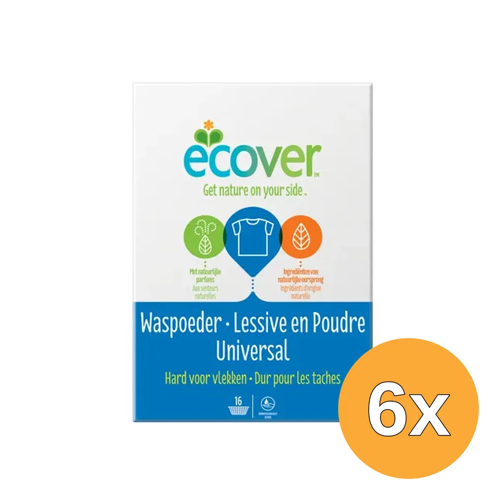 6x Ecover Waspoeder Wit/Universal (1200 gr)